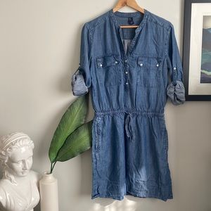 GAP Chambray Denim Shirt Dress Size S Tall